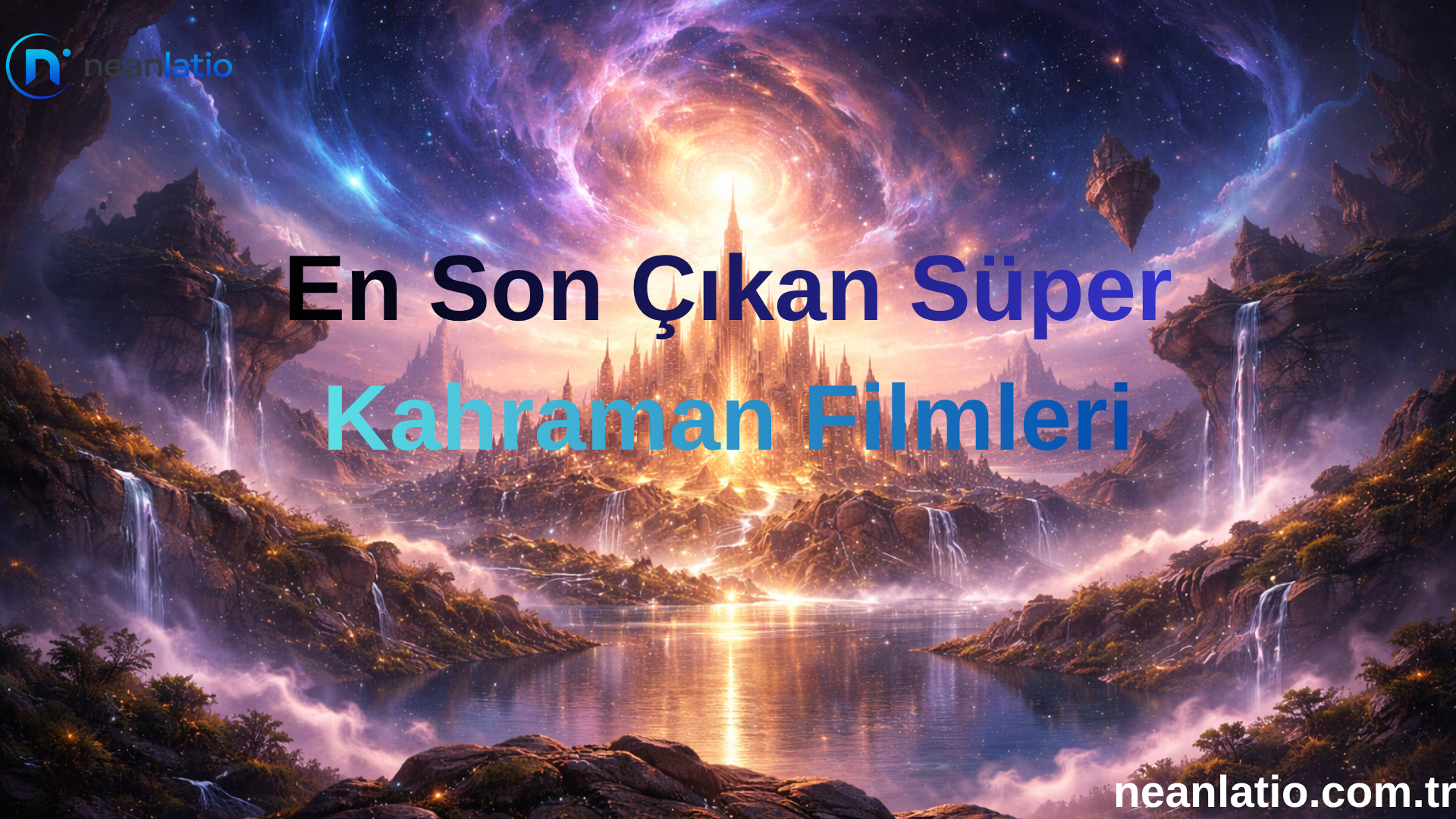 en son çıkan süper kahraman filmleri için fantastik kozmik şehir arka planı