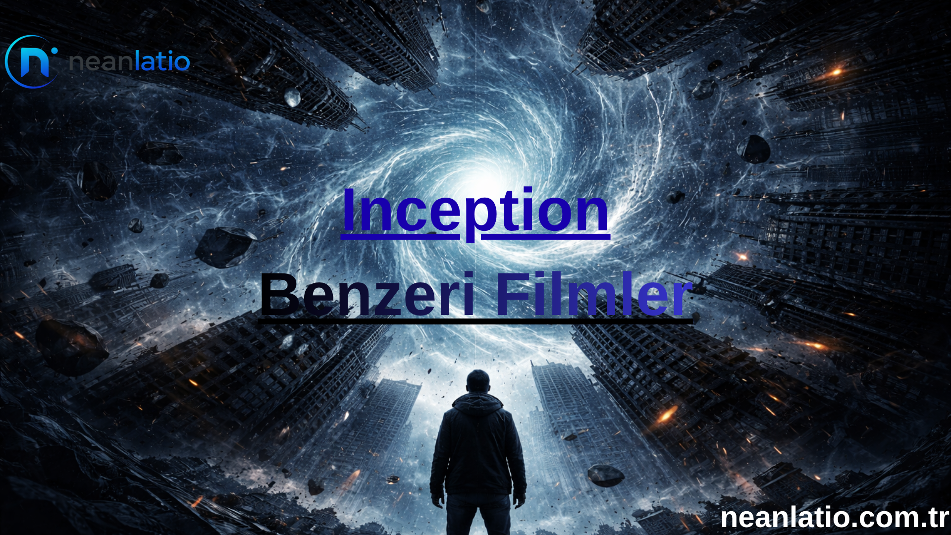 inception benzeri filmler için gerçeklik algısını yansıtan şehir ve gökyüzü görseli