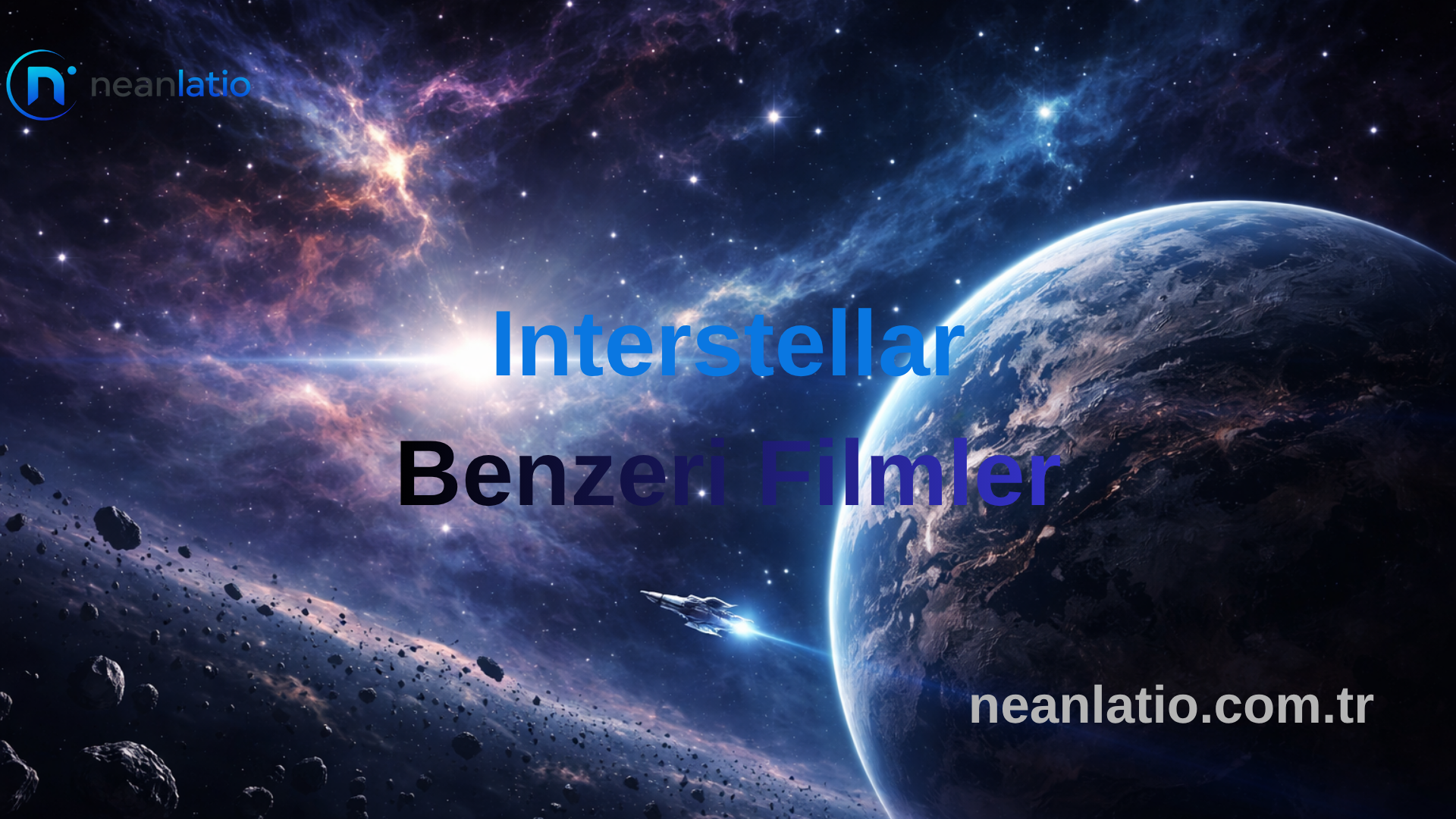 interstellar benzeri filmler için uzay temalı galaksi ve gezegen görseli