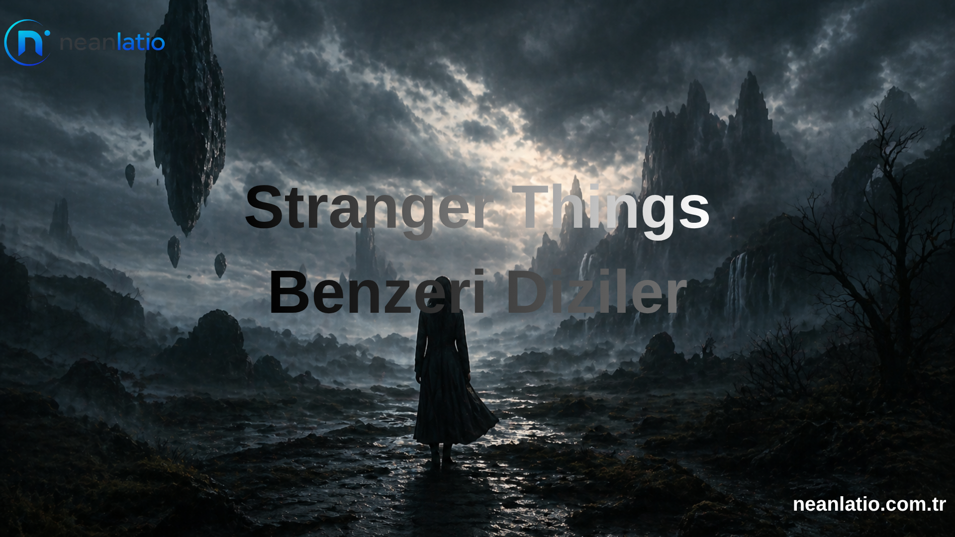 Karanlık fantastik atmosferde Stranger Things benzeri diziler içeriği için öne çıkan görsel