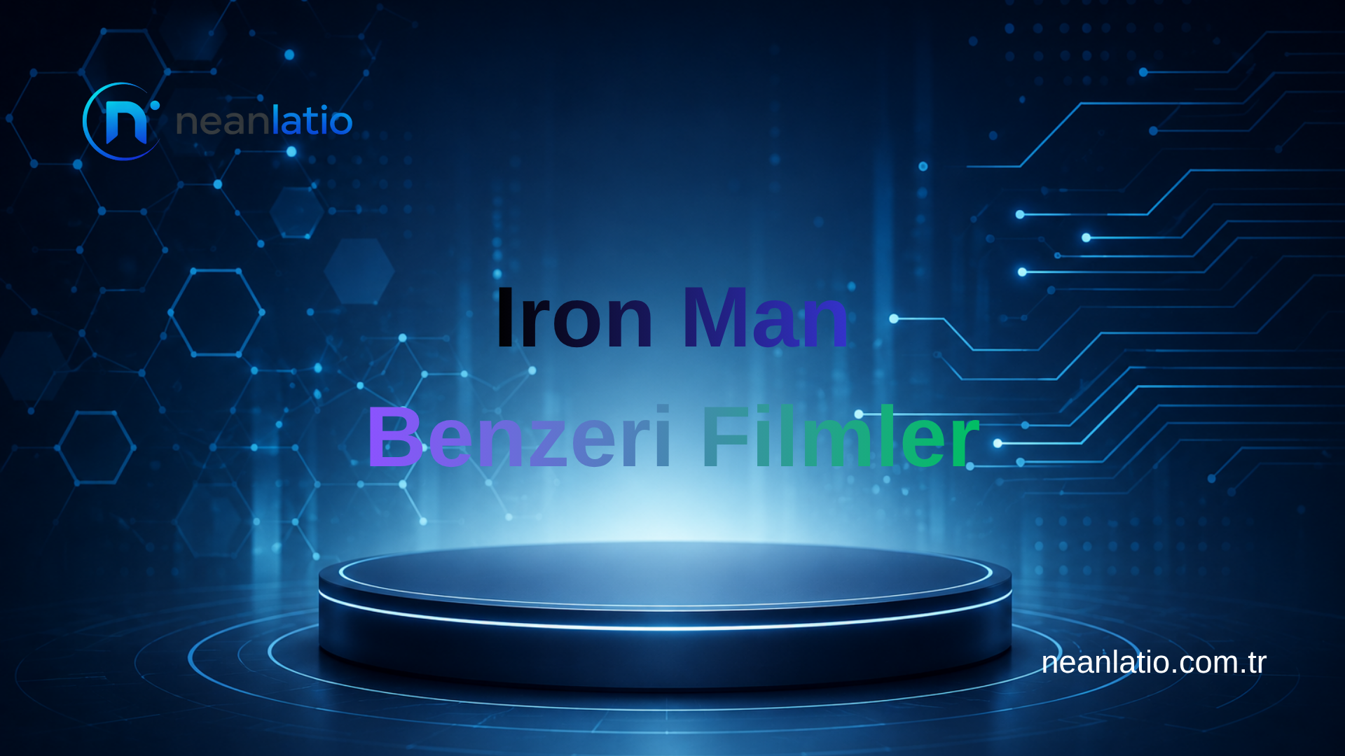 Iron Man benzeri filmler içeriği için hazırlanmış futuristik teknoloji temalı görsel