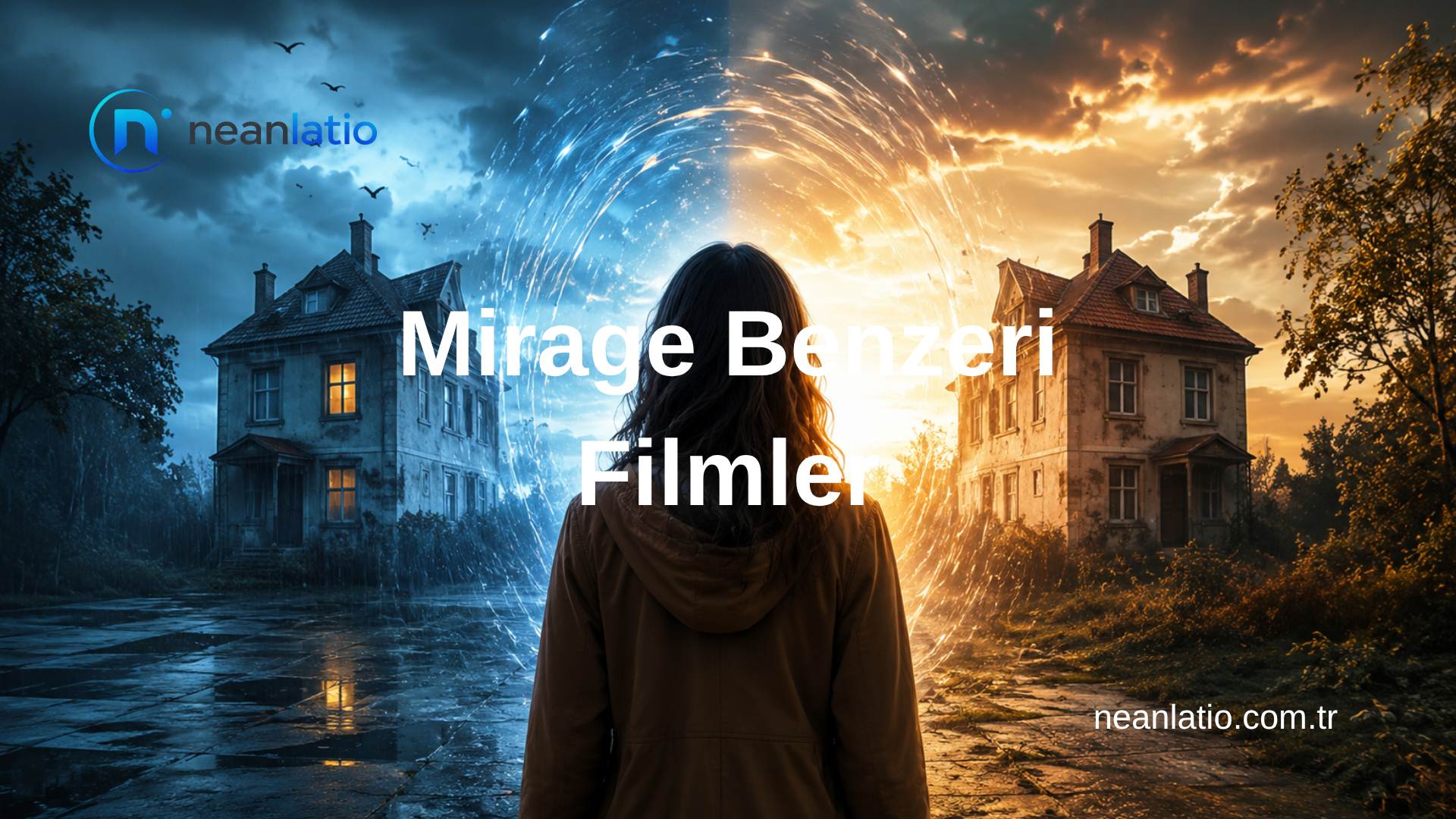 Mirage benzeri filmler için paralel evrenler ve değişen zaman çizgilerini temsil eden gizem temalı görsel