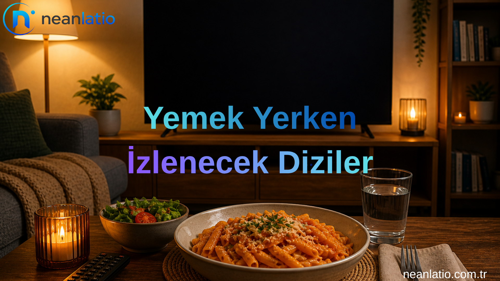 yemek yerken izlenecek diziler için rahat ev ortamında dizi izleme sahnesi